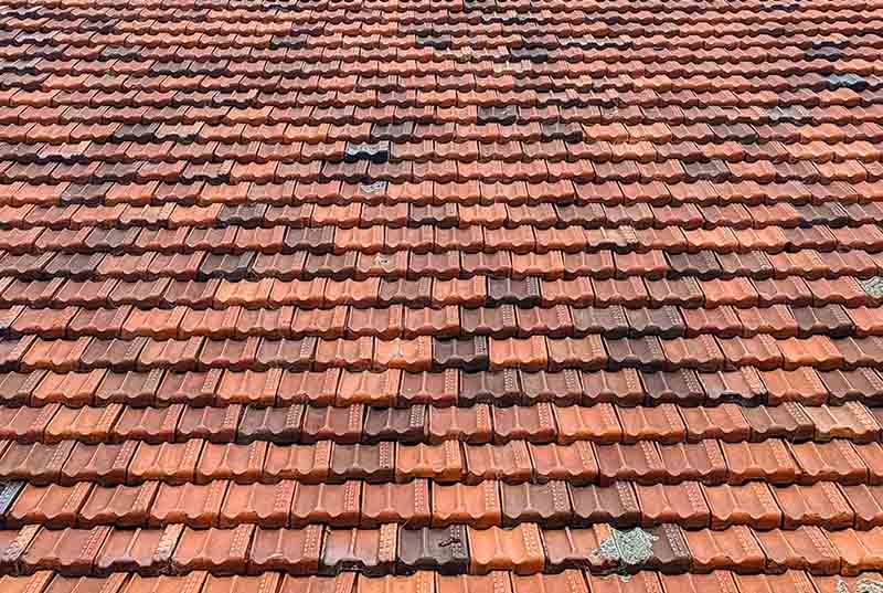 Closeup of exterior roofing